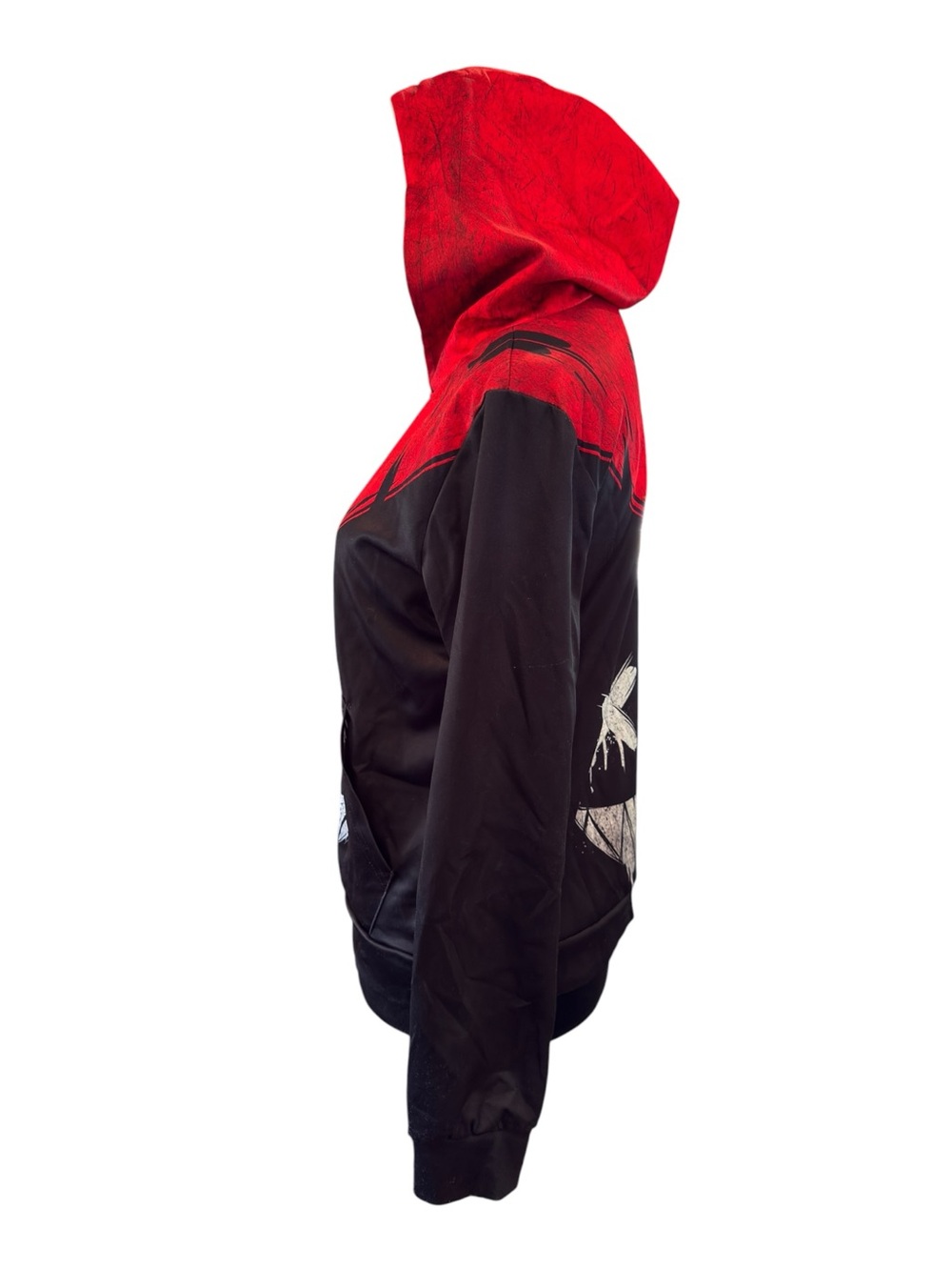 Youth Large Graphic Hoodie Large Black Red Grunge Streetwear Edgy Aesthetic - Picture 6 of 10